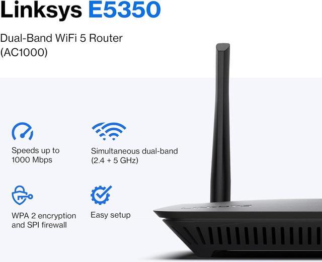 Alt view image 2 of 5 - Linksys E5350 WiFi 5 Dual-Band AC1000 Router, East Setup, Reliable WiFi Connections and WiFi Speeds