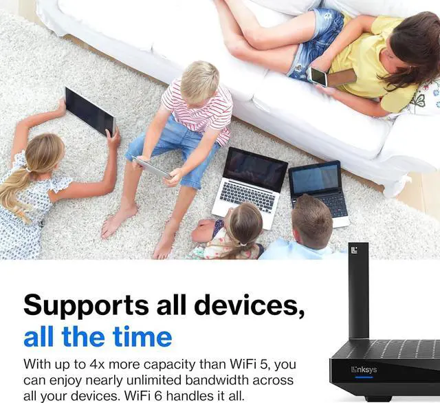 Alt view image 4 of 5 - Linksys Hydra 6 Mesh WiFi 6 Router - MR20EC-AMZ - Dual-Band WiFi Router - Mesh Routers for Wireless Internet - WiFi Mesh Network System - Wireless Router - Connect 25+ Devices, 2,000 Sq Ft
