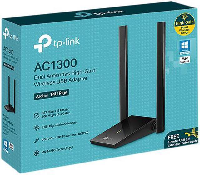 Alt view image 9 of 9 - TP-Link USB WiFi Adapter for PC (Archer T4U Plus)- AC1300Mbps Dual Band Wireless Network Adapter for Desktop with 2.4GHz / 5GHz High Gain 5dBi Antennas, Supports Windows 10/8.1/8/7, Mac OS