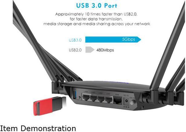 Alt view image 5 of 7 - Wavlink AC3000 WiFi Router Tri-Band Smart Gigabit Gaming Router with MU-MIMO, High Gain 8 x 5dBi Antennas, 4 x LAN Full Gigabit Ports, USB3.0 Port and Parental Control, WPS & IP Qos