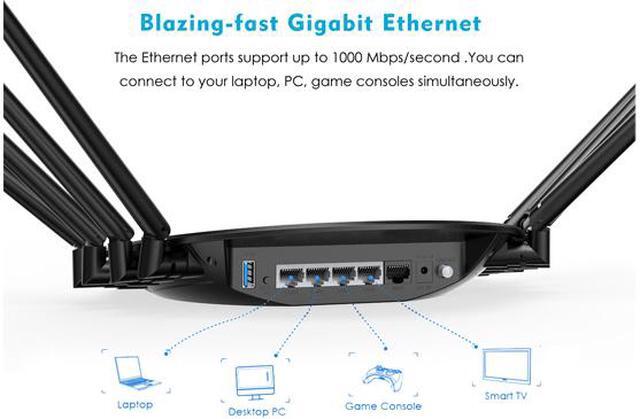 Alt view image 4 of 7 - Wavlink AC3000 WiFi Router Tri-Band Smart Gigabit Gaming Router with MU-MIMO, High Gain 8 x 5dBi Antennas, 4 x LAN Full Gigabit Ports, USB3.0 Port and Parental Control, WPS & IP Qos