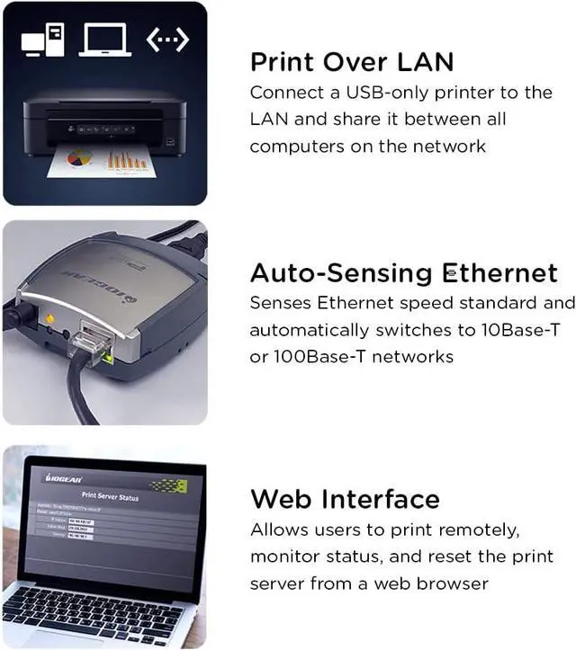 Alt view image 6 of 7 - IOGEAR 1-Port USB 2.0 Print Server GPSU21