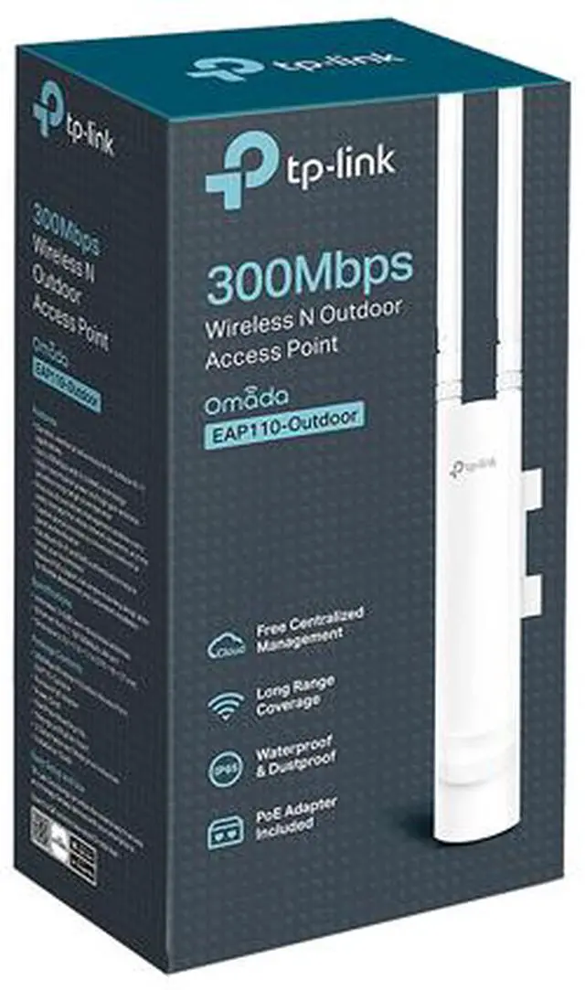 Alt view image 7 of 7 - TP-Link Omada N300 Gigabit Wireless Outdoor Access Point | Passive PoE Powered w/ PoE Injector included | SDN Integrated | Cloud Access & Omada app for Easy Management (EAP110-Outdoor)