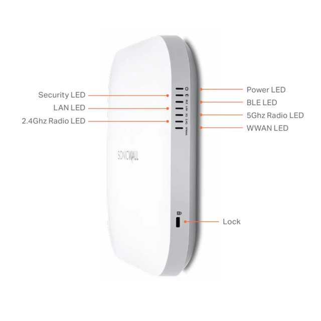 Alt view image 3 of 5 - SonicWall SonicWave 621, Wi-Fi 6 Indoor Wireless Access Point w/ 1-Y Essential Secure Wireless Network Management and Support