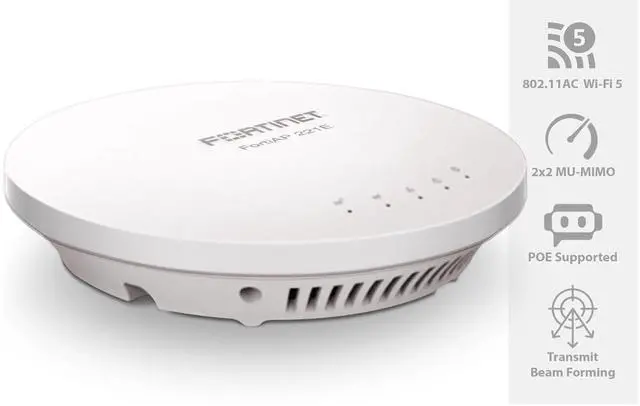 Alt view image 6 of 8 - Fortinet FortiAP 221E | 802.11ac Wave 2 indoor wireless Access Point - dual radio, 4 internal Antennas, 1 x 10/100/1000 RJ45 port (FAP-221E-A)