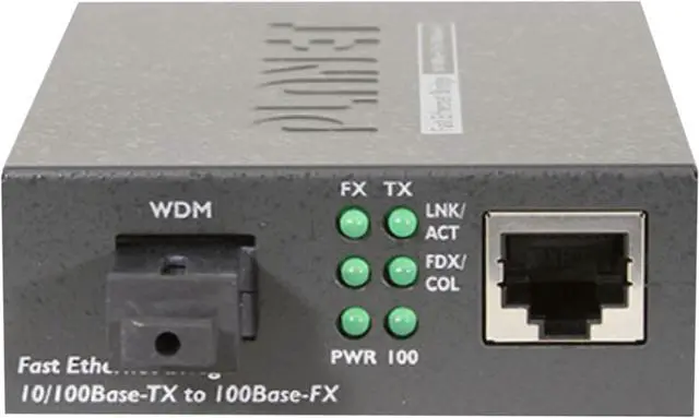 Main image of PLANET FT-806B20 10/100TX - 100Base-FX (WDM) Bi-directional Fiber Converter (SM, SC, 1550nm, 20 Km, LFPT)