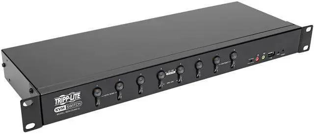 Main image of Tripp Lite 8-Port KVM Switch DVI/USB w Audio & Peripheral Sharing 1U 1080p (B024-DUA8-SL)