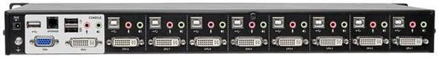 Alt view image 5 of 6 - Tripp Lite 8-Port KVM Switch DVI/USB w Audio & Peripheral Sharing 1U 1080p (B024-DUA8-SL)