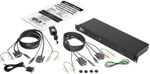 Alt view image 6 of 6 - Tripp Lite 8-Port KVM Switch DVI/USB w Audio & Peripheral Sharing 1U 1080p (B024-DUA8-SL)