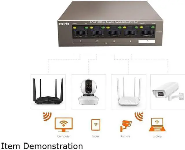 Alt view image 5 of 5 - Tenda Tef1105p 5-Port 10-100 Mbps Unmanaged Switch