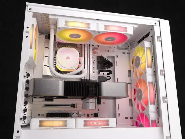Alt view image 5 of 9 - CORSAIR iCUE LINK TITAN 240 RX RGB Liquid CPU Cooler - White - RX120 RGB Fans - Fits Intel LGA 1851/1700, AMD AM5/AM4 - iCUE LINK System Hub Included