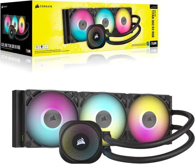 Alt view image 11 of 11 - CORSAIR iCUE LINK TITAN 360 RX RGB Liquid CPU Cooler - RX120 RGB Fans - Fits Intel LGA 1851/1700, AMD AM5/AM4 - iCUE LINK System Hub Included