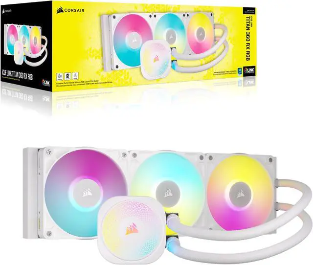 Alt view image 11 of 11 - CORSAIR iCUE LINK TITAN 360 RX RGB Liquid CPU Cooler - White - RX120 RGB Fans - Fits Intel  LGA 1851/1700, AMD AM5/AM4 - iCUE LINK System Hub Included