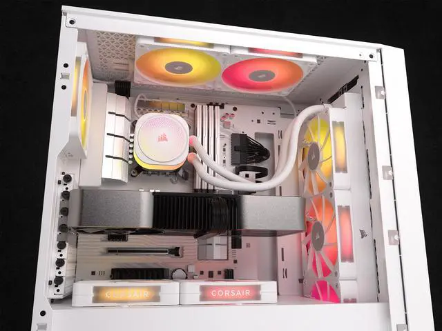 Alt view image 7 of 11 - CORSAIR iCUE LINK TITAN 360 RX RGB Liquid CPU Cooler - White - RX120 RGB Fans - Fits Intel  LGA 1851/1700, AMD AM5/AM4 - iCUE LINK System Hub Included
