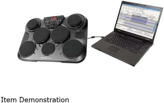 Alt view image 7 of 8 - Pyle Pro Electronic Drum Set Portable Tabletop 7 Pad Digital Musical Drum Kit