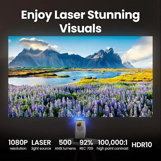 Alt view image 8 of 10 - BenQ GV50 | Laser Portable Projector, 500 Lms, Native 1080p, 4K Supported, Ceiling Projection, Tripod Base, Rotating Angle, Google TV, Certified Netflix, WiFi & Bluetooth, Deep Woofer Built in speaker