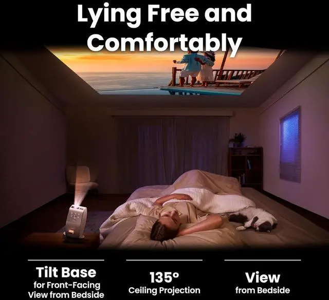 Alt view image 3 of 10 - BenQ GV50 | Laser Portable Projector, 500 Lms, Native 1080p, 4K Supported, Ceiling Projection, Tripod Base, Rotating Angle, Google TV, Certified Netflix, WiFi & Bluetooth, Deep Woofer Built in speaker