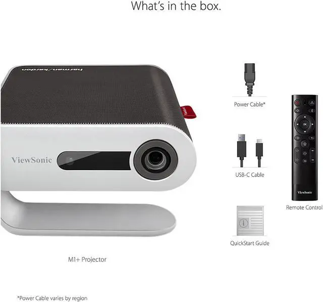 Alt view image 8 of 10 - ViewSonic M1+ Portable LED Projector with Harman Kardon Bluetooth Speakers, USB C, Wi-Fi