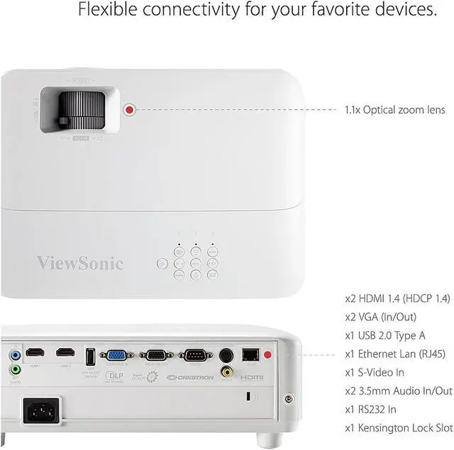 Alt view image 5 of 6 - ViewSonic PG701WU 3500 Lumens WUXGA Projector with Vertical Keystone Dual 3D Ready HDMI Inputs and Low Input Latency for Home and Office