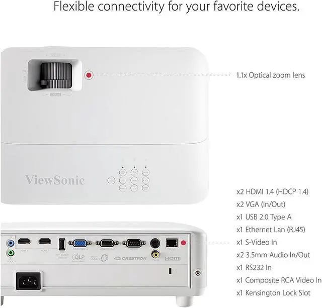 Alt view image 5 of 6 - ViewSonic PG706WU 4000 Lumens WUXGA Projector with RJ45 LAN Control Vertical Keystoning and Optical Zoom for Home and Office