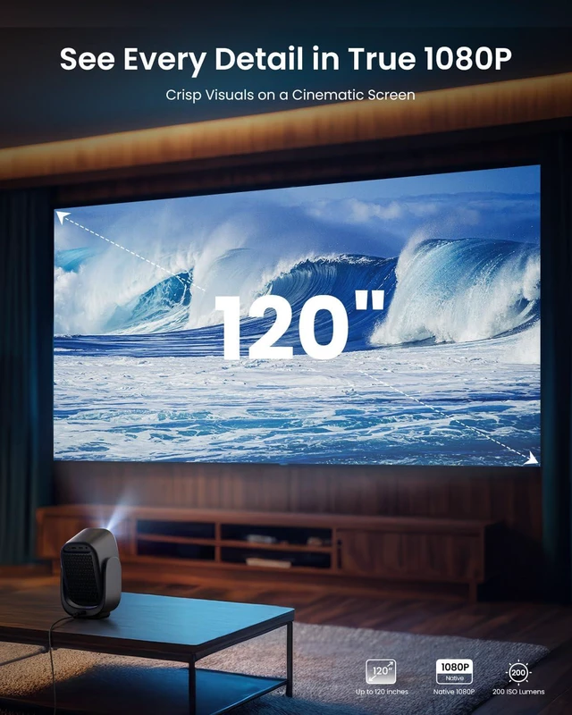 Alt view image 7 of 7 - Dangbei N2 mini Projector with Wi-Fi and Bluetooth, Netflix Officially Licensed, 1080P Smart Portable Projector Dolby Audio, Auto Focus, Auto Keystone Correction, Obstacle Avoidance