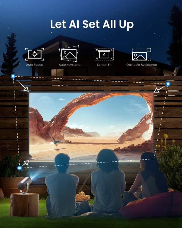 Alt view image 5 of 7 - Dangbei Freedo Portable Projector 1080P, Google TV with Licensed Netflix, 450 ISO Lumens HDR10, 2.5H Battery, 180-inch Display, Dolby Audio, DLP Mini Projector with WiFi & Bluetooth for Outdoor Movies
