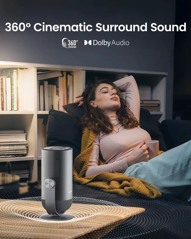 Alt view image 6 of 7 - Dangbei Freedo Portable Projector 1080P, Google TV with Licensed Netflix, 450 ISO Lumens HDR10, 2.5H Battery, 180-inch Display, Dolby Audio, DLP Mini Projector with WiFi & Bluetooth for Outdoor Movies