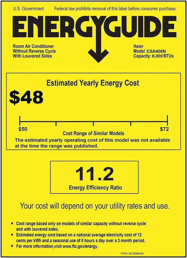 Alt view image 7 of 7 - Haier ESA406N 6,000 BTU Energy Star Room Air Conditioner