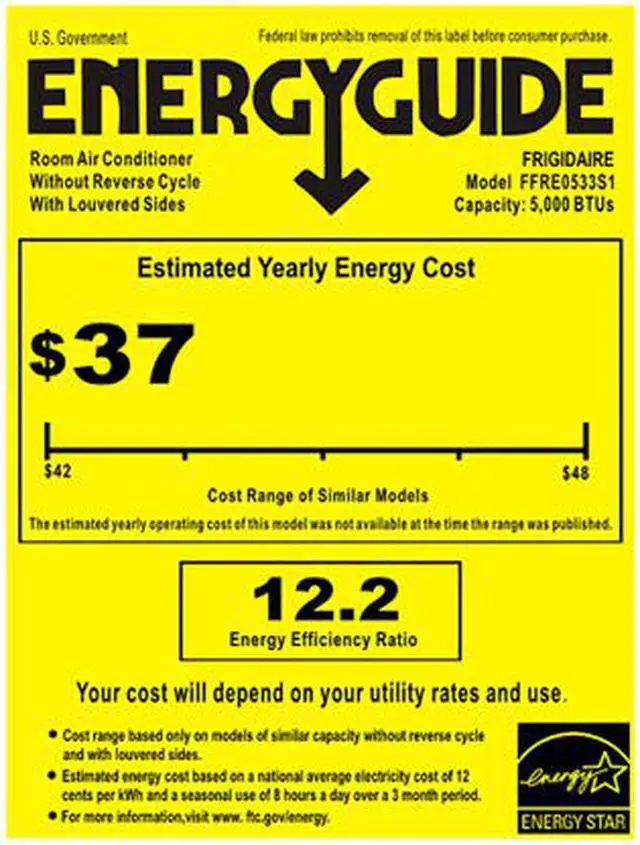Alt view image 8 of 8 - Frigidaire 5,000 BTU Window-Mounted Room Air Conditioner FFRE0533S1