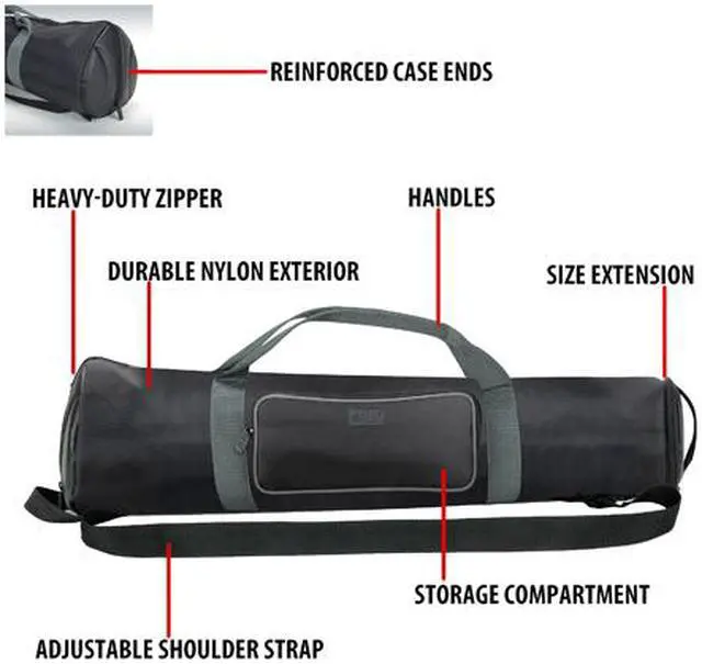 Alt view image 4 of 4 - USA GEAR Padded Tripod Case Bag with Expandable Compartment & Accessory Storage - Works with Vista , Ravelli , Dolica , Manfrotto & More - Holds Tripods from 21.0" to 35.0" Folded