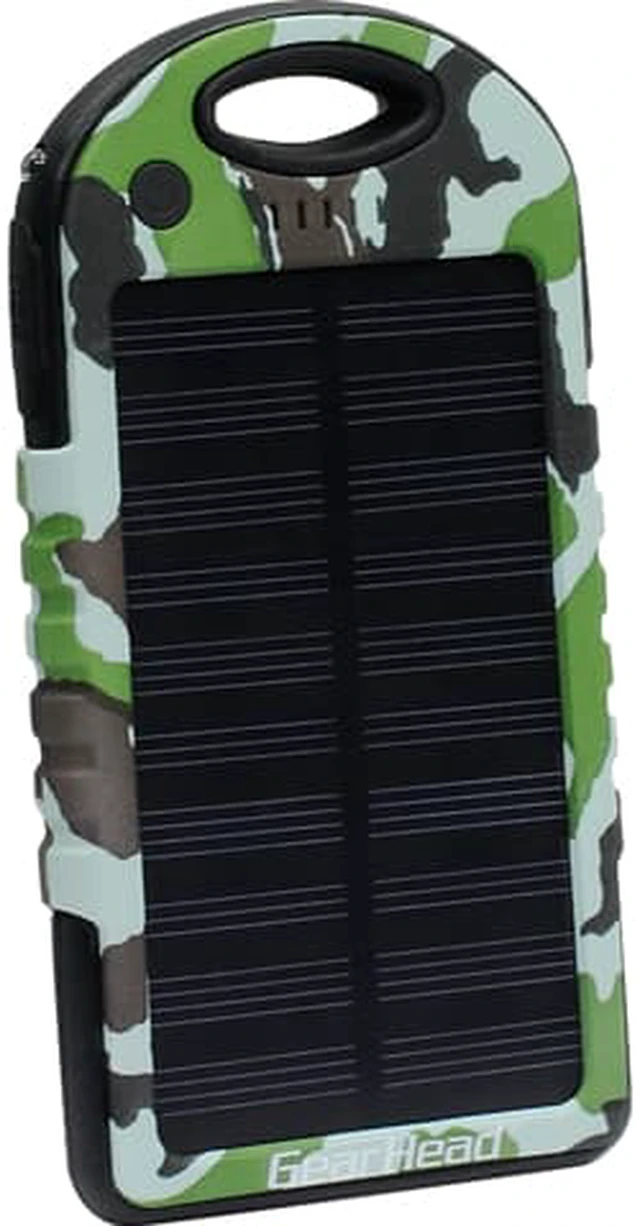Main image of Gear Head PB5500SLR Solar Powered Water Resistant Portable Power Bank Camouflage