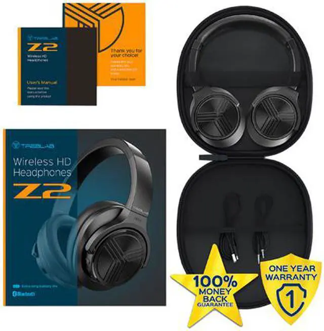 Alt view image 5 of 5 - TREBLAB Z2, Over Ear Workout Headphones with Microphone, Bluetooth 5.0, Active Noise Cancelling (ANC), Up to 35H Battery Life, Wireless Headphones for Sport, Workout, Running, Gym (Black)