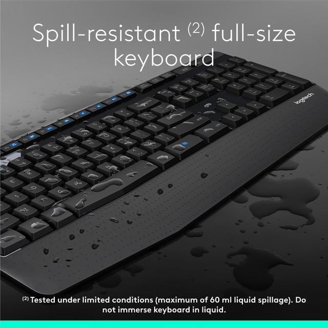 Alt view image 4 of 10 - Logitech MK345 Wireless Combo Full-Sized Keyboard with Palm Rest and Comfortable Right-Handed Mouse, 2.4 GHz Wireless USB Receiver, Compatible with PC, Laptop