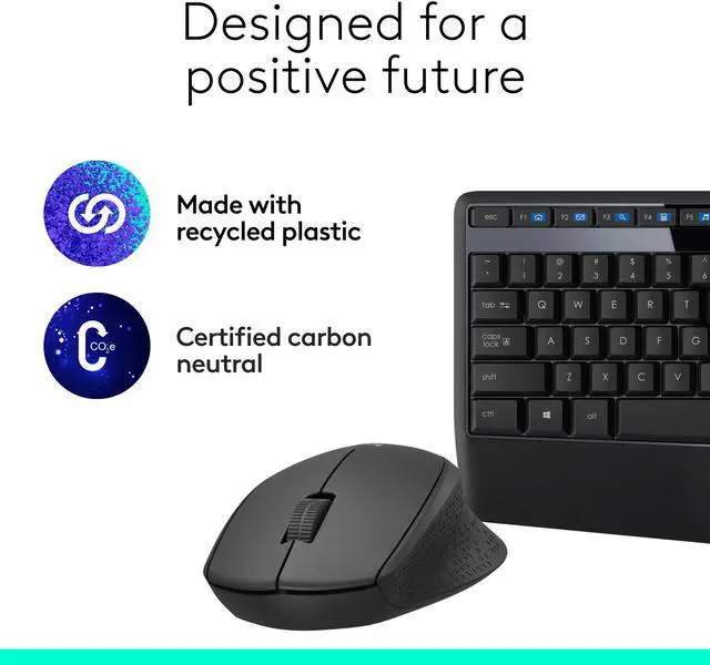 Alt view image 10 of 10 - Logitech MK345 Wireless Combo Full-Sized Keyboard with Palm Rest and Comfortable Right-Handed Mouse, 2.4 GHz Wireless USB Receiver, Compatible with PC, Laptop
