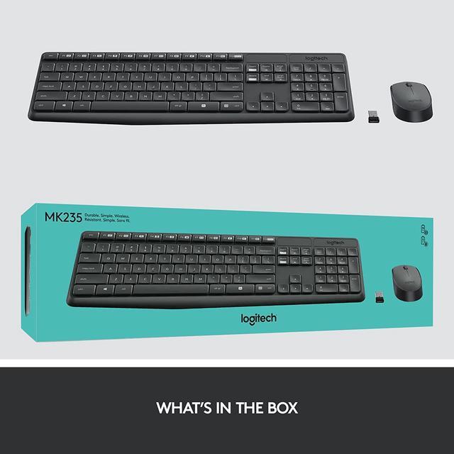 Alt view image 9 of 9 - Logitech MK235 Wireless Keyboard and Mouse Combo for Windows, 2.4 GHz Wireless Unifying USB Receiver, 15 FN Keys, Long Battery Life, Compatible with PC, Laptop