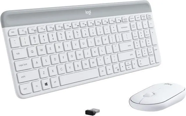 Alt view image 3 of 8 - Logitech MK470 Slim Wireless Keyboard and Mouse Combo - Modern Compact Layout, Ultra Quiet, 2.4 GHz USB Receiver, Plug n' Play Connectivity, Compatible with Windows - Off White