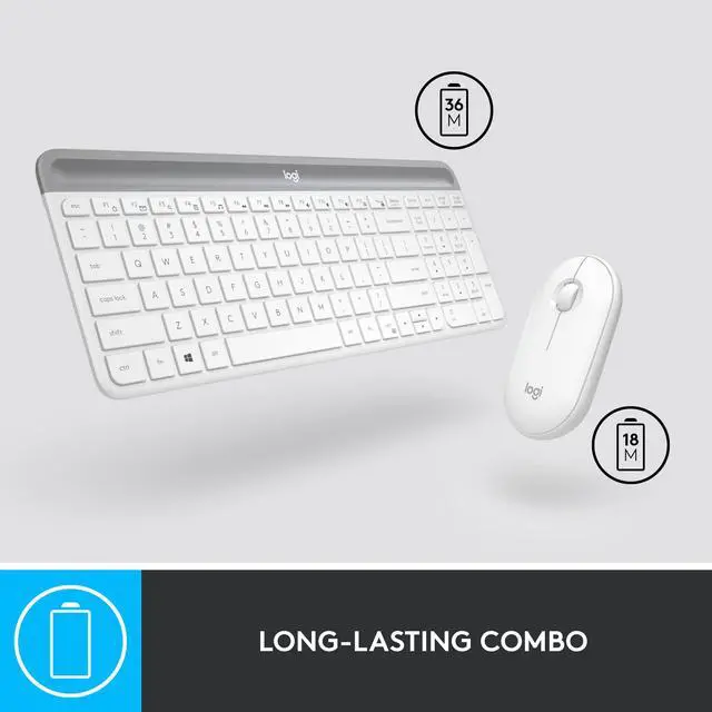 Alt view image 6 of 8 - Logitech MK470 Slim Wireless Keyboard and Mouse Combo - Modern Compact Layout, Ultra Quiet, 2.4 GHz USB Receiver, Plug n' Play Connectivity, Compatible with Windows - Off White