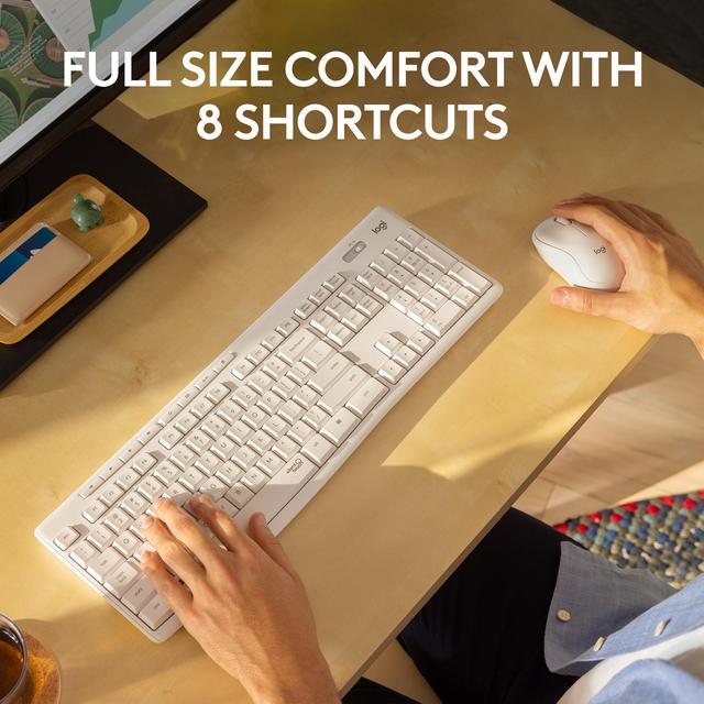 Alt view image 3 of 8 - Logitech MK295 Wireless Mouse & Keyboard Combo with SilentTouch Technology, Full Numpad, Advanced Optical Tracking, Lag-Free Wireless, 90% Less Noise - Off White