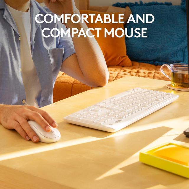 Alt view image 4 of 8 - Logitech MK295 Wireless Mouse & Keyboard Combo with SilentTouch Technology, Full Numpad, Advanced Optical Tracking, Lag-Free Wireless, 90% Less Noise - Off White