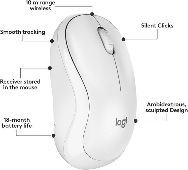 Alt view image 6 of 8 - Logitech MK295 Wireless Mouse & Keyboard Combo with SilentTouch Technology, Full Numpad, Advanced Optical Tracking, Lag-Free Wireless, 90% Less Noise - Off White