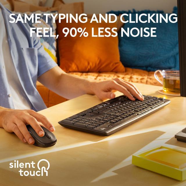 Alt view image 2 of 8 - Logitech MK295 Wireless Mouse & Keyboard Combo with SilentTouch Technology, Full Numpad, Advanced Optical Tracking, Lag-Free Wireless, 90% Less Noise - Graphite