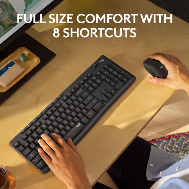 Alt view image 3 of 8 - Logitech MK295 Wireless Mouse & Keyboard Combo with SilentTouch Technology, Full Numpad, Advanced Optical Tracking, Lag-Free Wireless, 90% Less Noise - Graphite