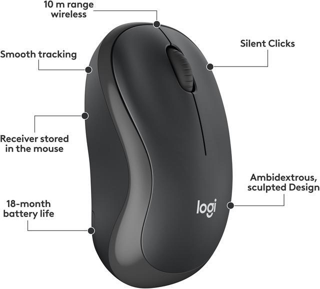 Alt view image 6 of 8 - Logitech MK295 Wireless Mouse & Keyboard Combo with SilentTouch Technology, Full Numpad, Advanced Optical Tracking, Lag-Free Wireless, 90% Less Noise - Graphite