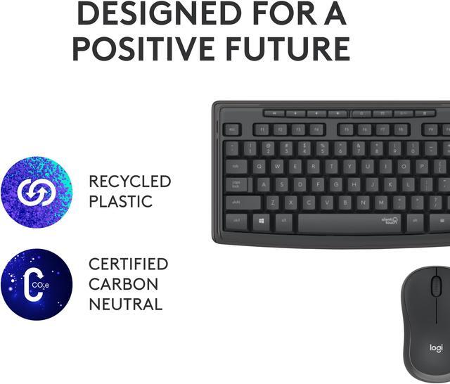 Alt view image 8 of 8 - Logitech MK295 Wireless Mouse & Keyboard Combo with SilentTouch Technology, Full Numpad, Advanced Optical Tracking, Lag-Free Wireless, 90% Less Noise - Graphite