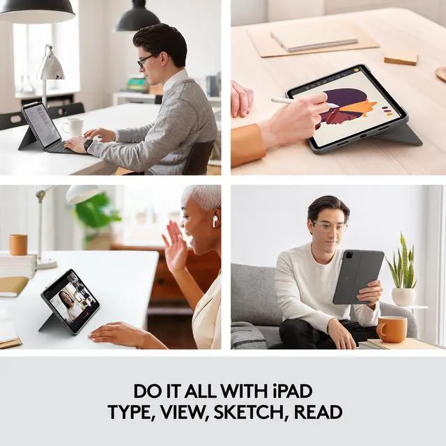 Alt view image 2 of 9 - Logitech Combo Touch iPad Pro 11" (1st, 2nd, and 3rd Generation) Keyboard Case - Detachable Backlit Keyboard with Kickstand, Click-Anywhere Trackpad, Smart Connector - Oxford Gray