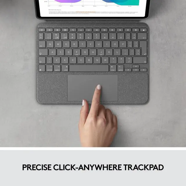 Alt view image 4 of 9 - Logitech Combo Touch iPad Pro 11" (1st, 2nd, and 3rd Generation) Keyboard Case - Detachable Backlit Keyboard with Kickstand, Click-Anywhere Trackpad, Smart Connector - Oxford Gray