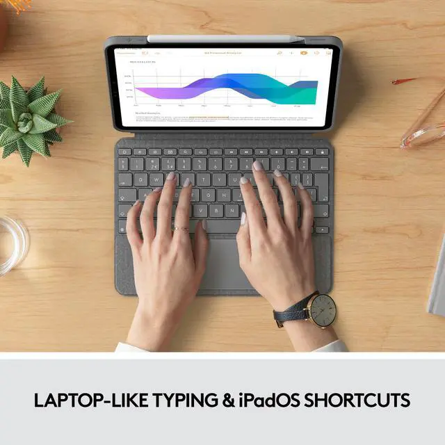 Alt view image 9 of 9 - Logitech Combo Touch iPad Pro 11" (1st, 2nd, and 3rd Generation) Keyboard Case - Detachable Backlit Keyboard with Kickstand, Click-Anywhere Trackpad, Smart Connector - Oxford Gray