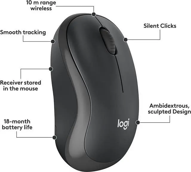 Alt view image 6 of 10 - Logitech MK295 Wireless Mouse & Keyboard Combo with SilentTouch Technology, Full Numpad, Advanced Optical Tracking, Lag-Free Wireless, 90% Less Noise - Graphite