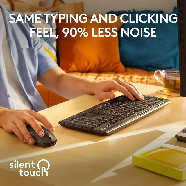 Alt view image 2 of 10 - Logitech MK295 Wireless Mouse & Keyboard Combo with SilentTouch Technology, Full Numpad, Advanced Optical Tracking, Lag-Free Wireless, 90% Less Noise - Graphite