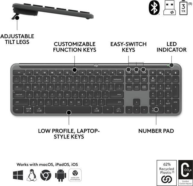 Alt view image 6 of 11 - Logitech Signature Slim MK955 for Business Wireless Keyboard and Mouse Combo